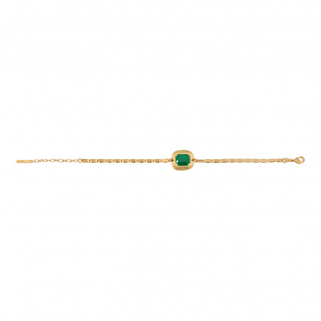 High-fashion gold-plated metal cabochon slim adjustable bracelet - green94829