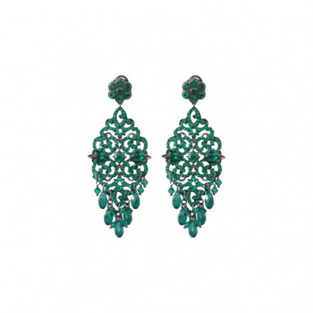 Elegant crystal clip-on earrings - green