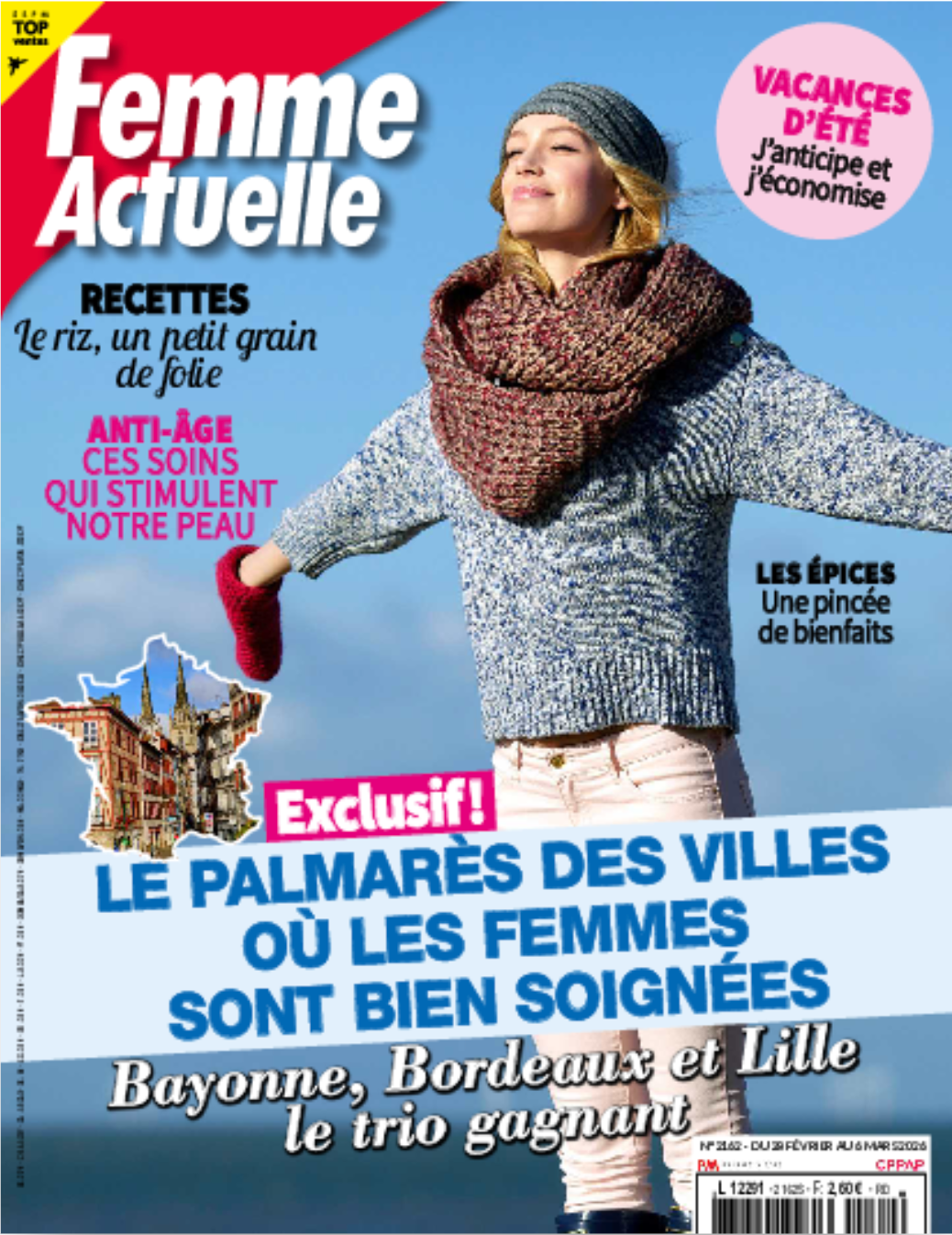 Jonc doré filigrane SATELLITE Paris dans le shooting Preppy de Femme Actuelle, février 2026