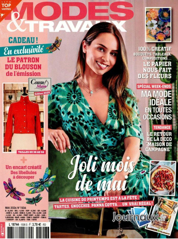 Collection Gilda SATELLITE Paris manchette boucles et bague dorées dans Modes & Travaux, mai 2026