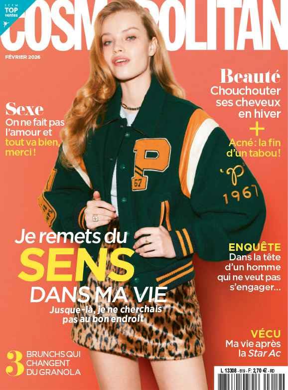 Boucles d’oreilles dorées sculpturales SATELLITE Paris dans Cosmopolitan, février 2026