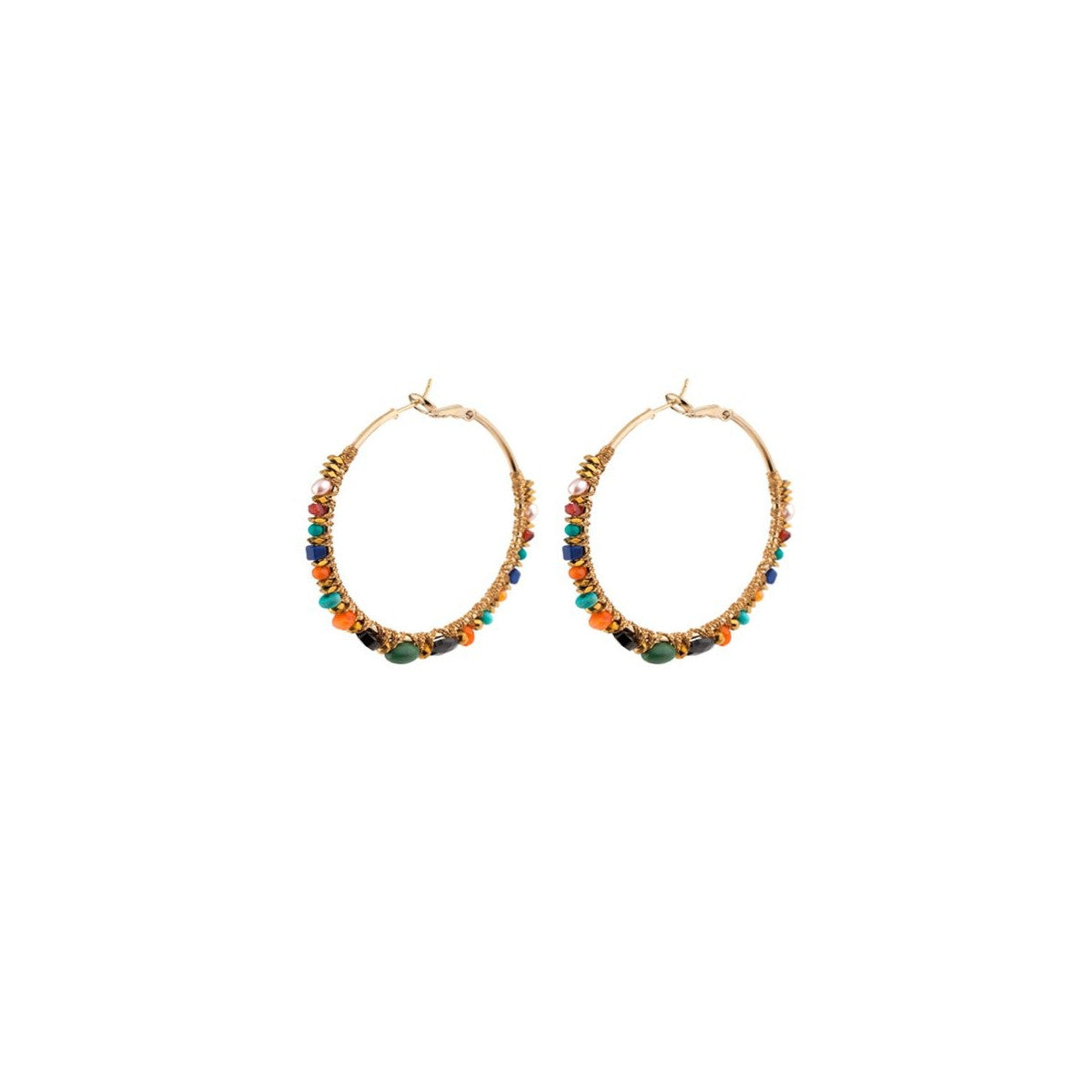 Créoles Iancura pierres multicolores Ø 5 cm - Multicolore Multi or