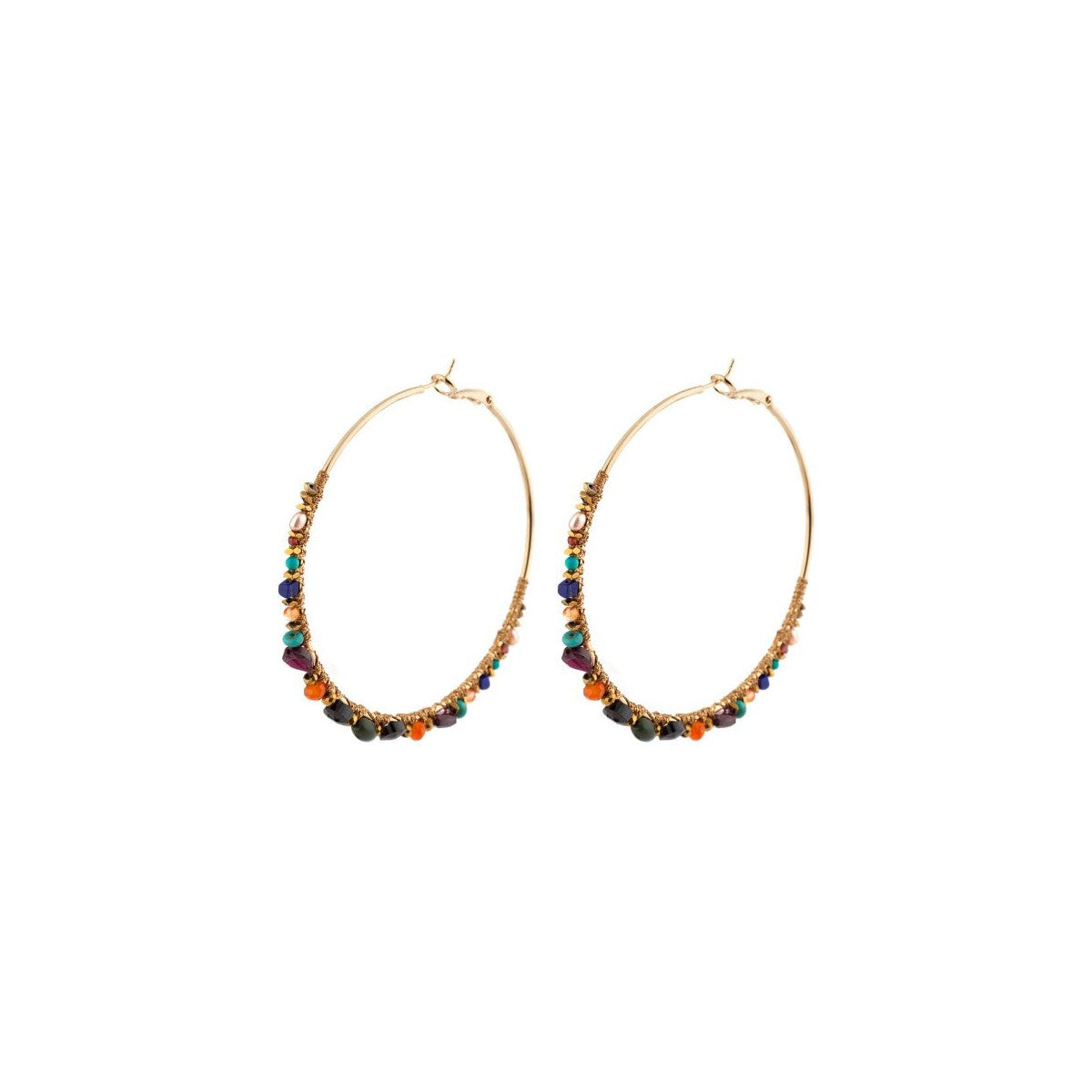 Créoles tendance en métal doré - Multicolore Multi or