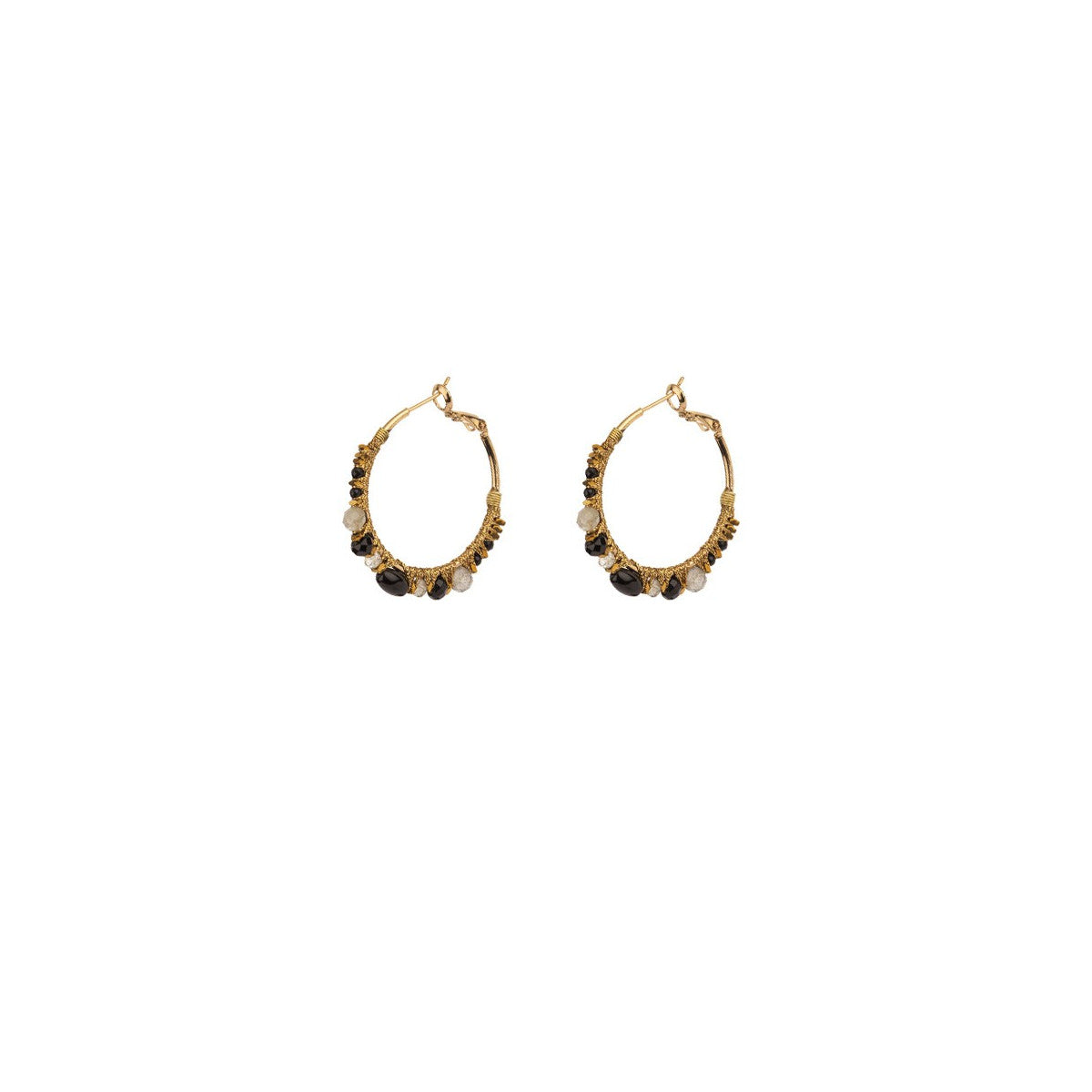 Boucles d'oreilles créoles rock onyx Ø 3 cm Noir