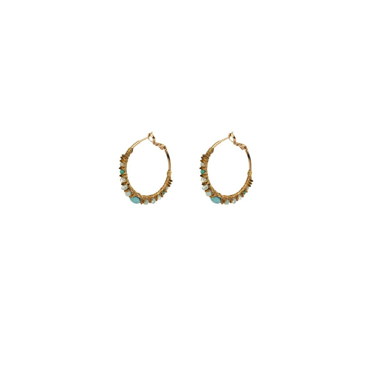 Boucles d'oreilles créoles amazonite turquoise Ø 3 cm Turquoise