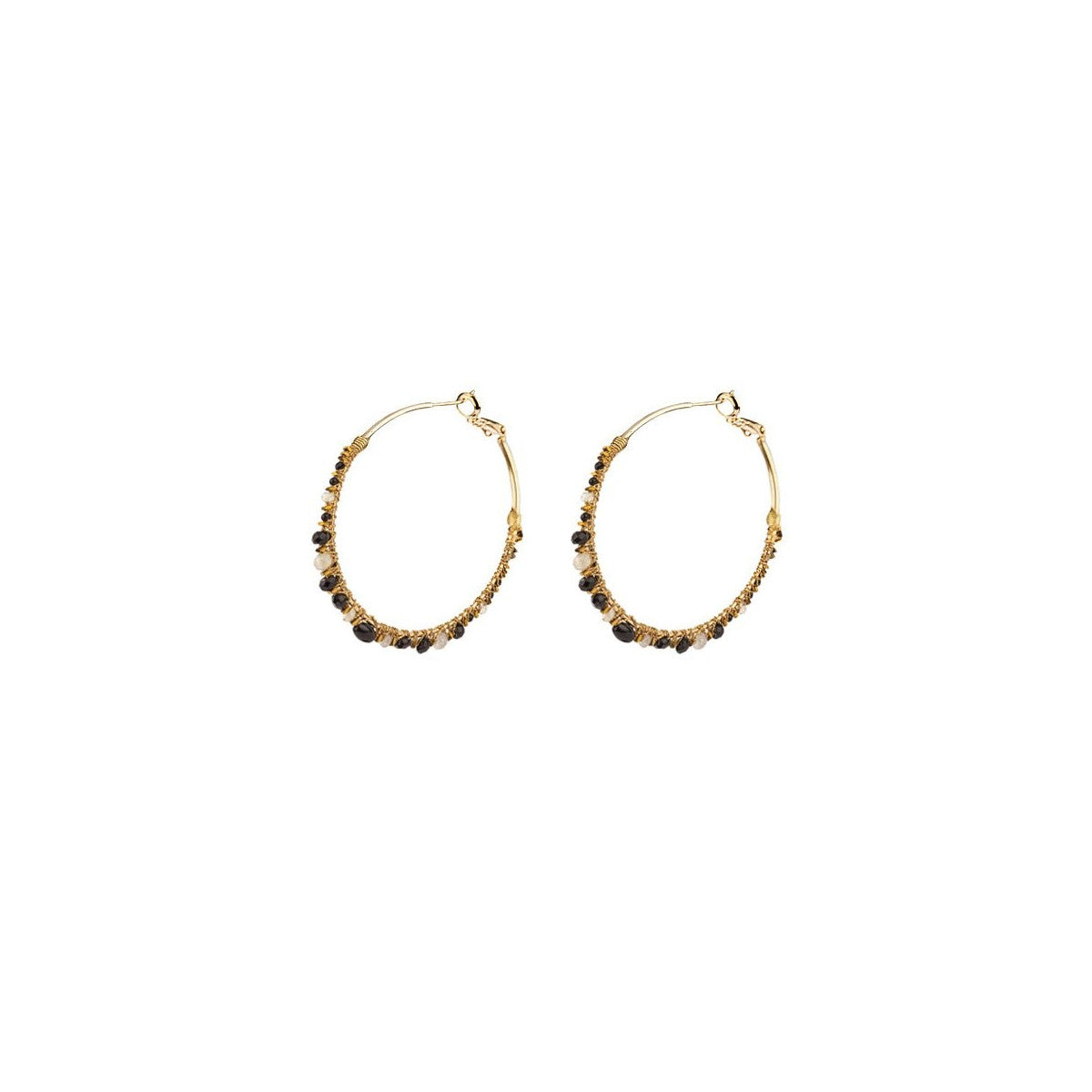 Créoles Iancura pierres onyx Ø 4,5 cm - Noir Noir