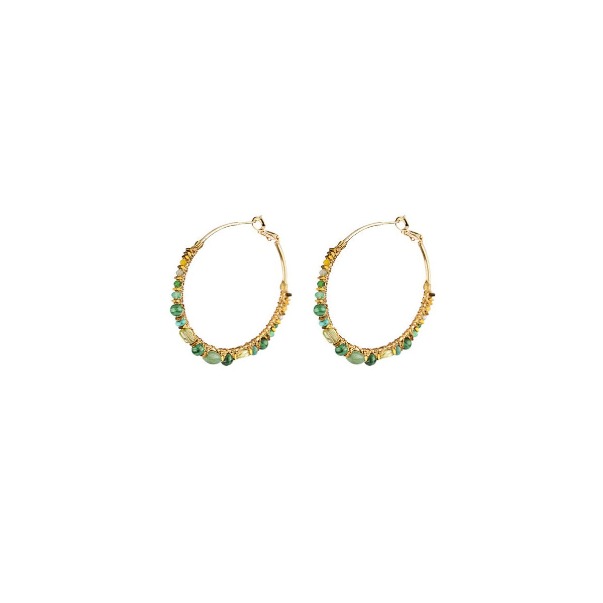 Boucles d'oreilles créoles malachite Ø 4,5 cm - Vert Vert