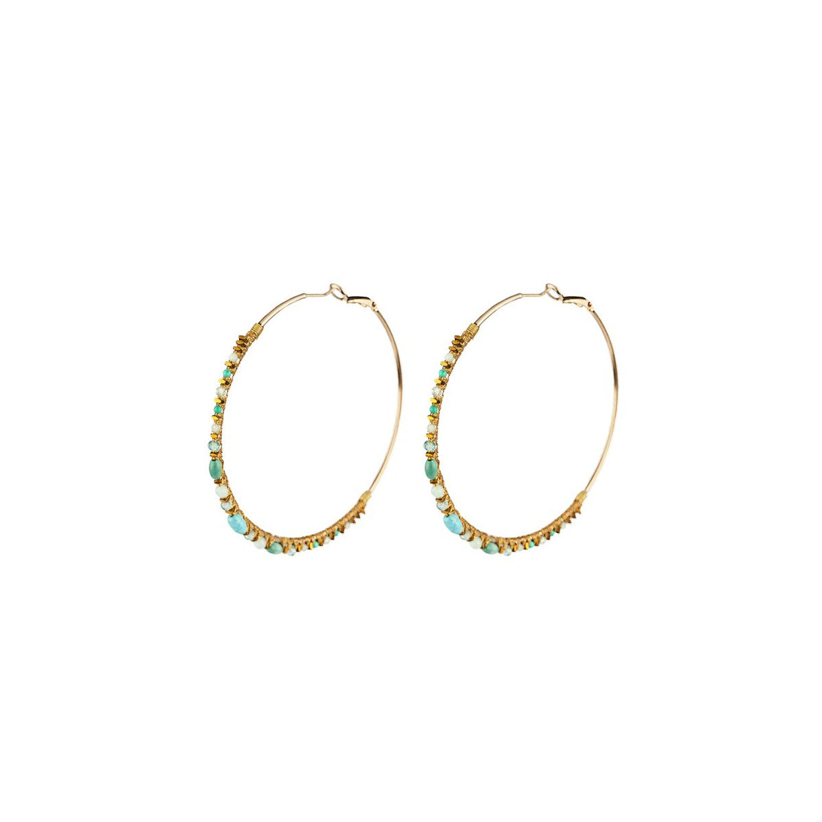 Boucles d'oreilles créoles amazonite - bleu Turquoise