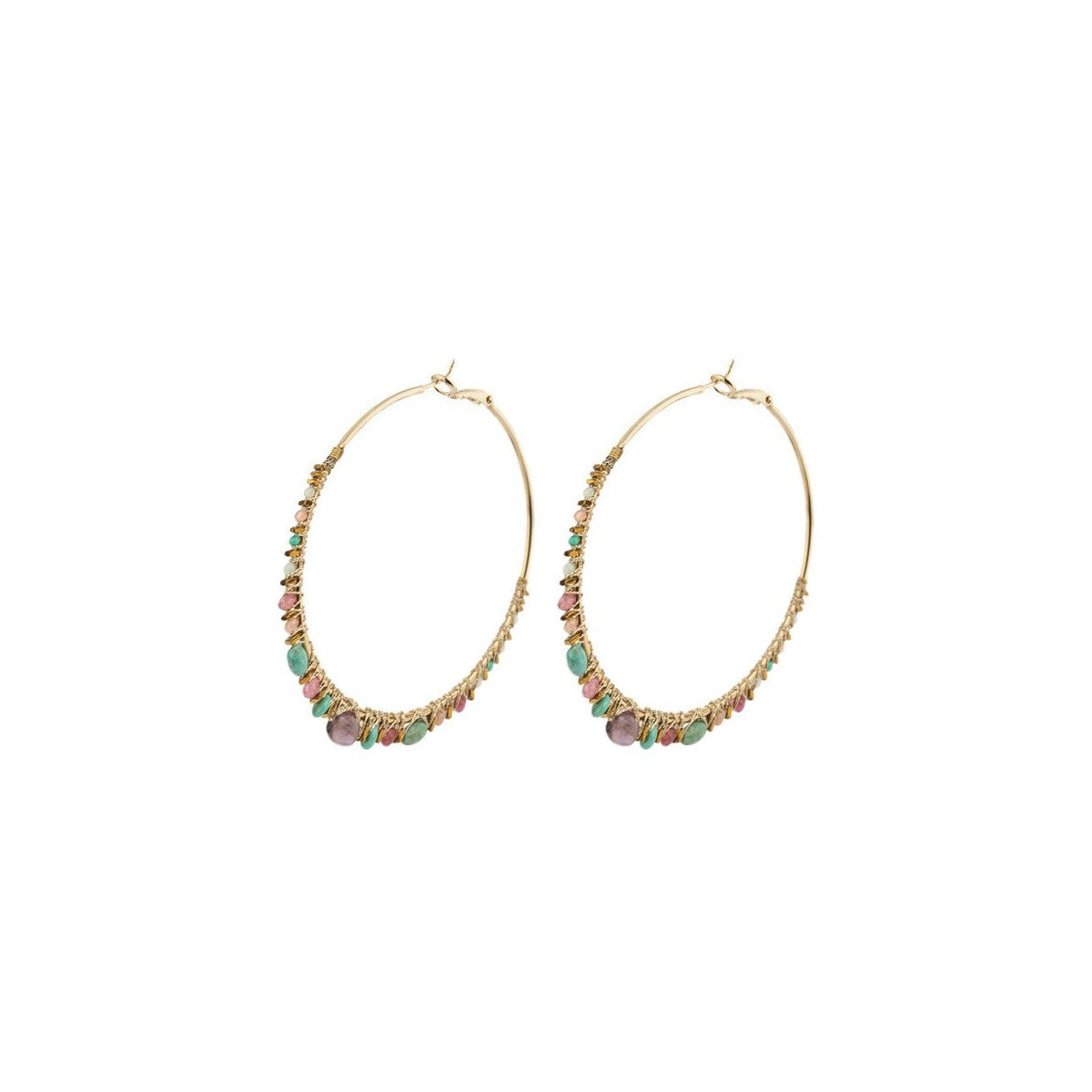 Maxi créoles améthyste mauve Ø 6,5 cm Violet turquoise