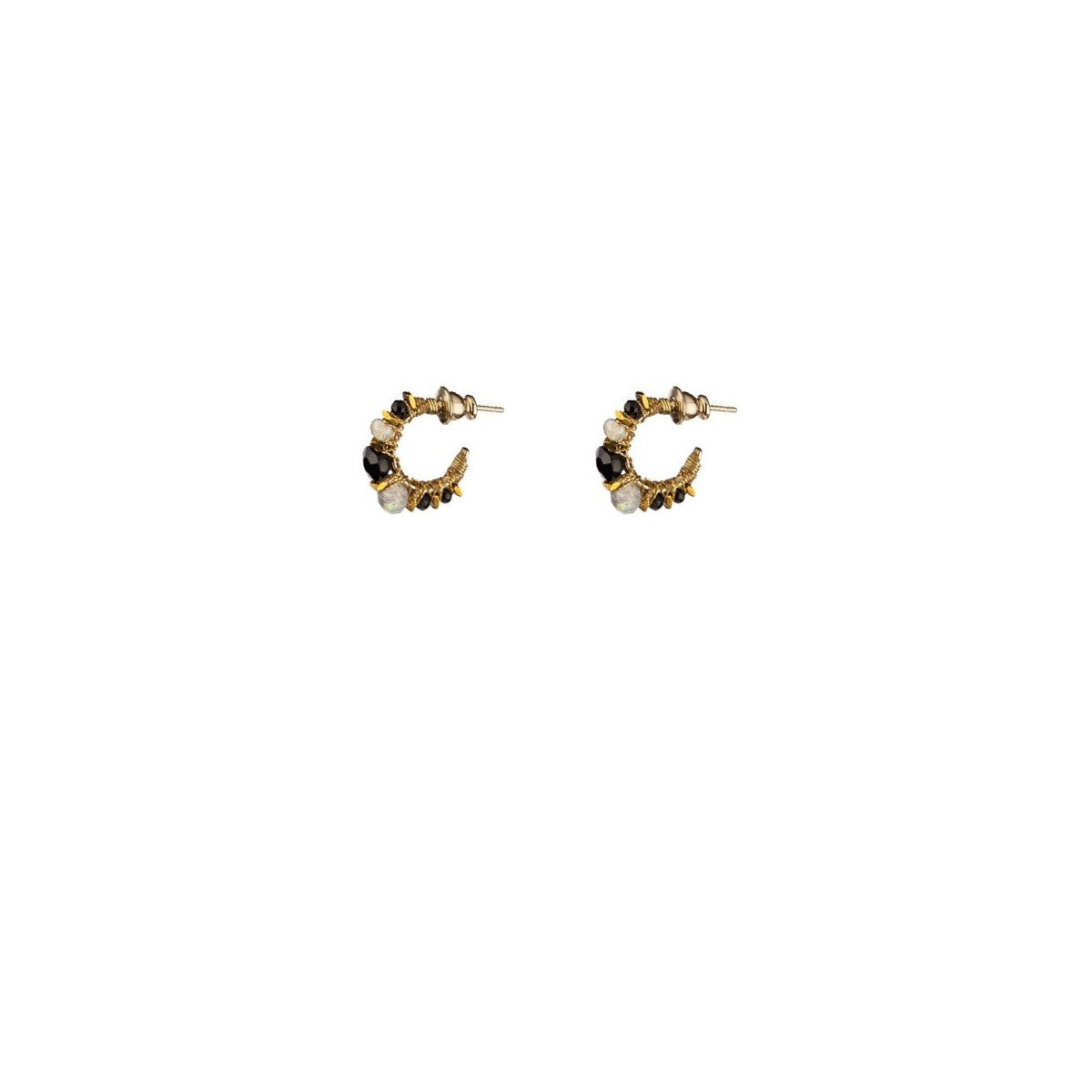 Boucles d'oreilles mini créoles onyx Ø 1,5 cm Noir