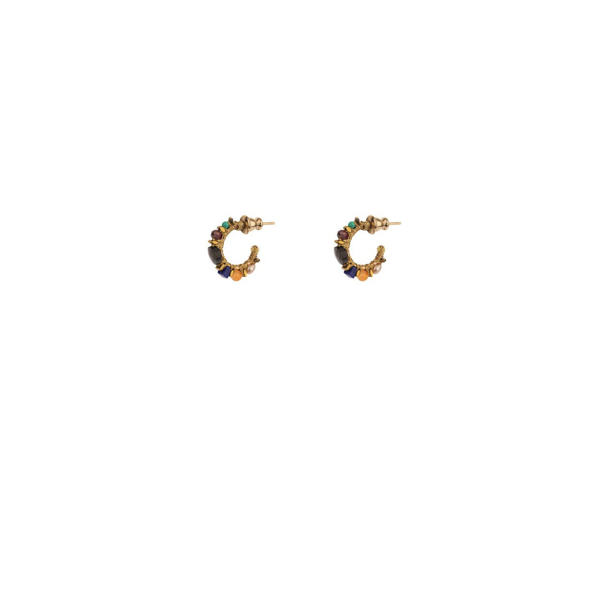 Mini créoles pierres turquoise Ø 1,5 cm Multi or