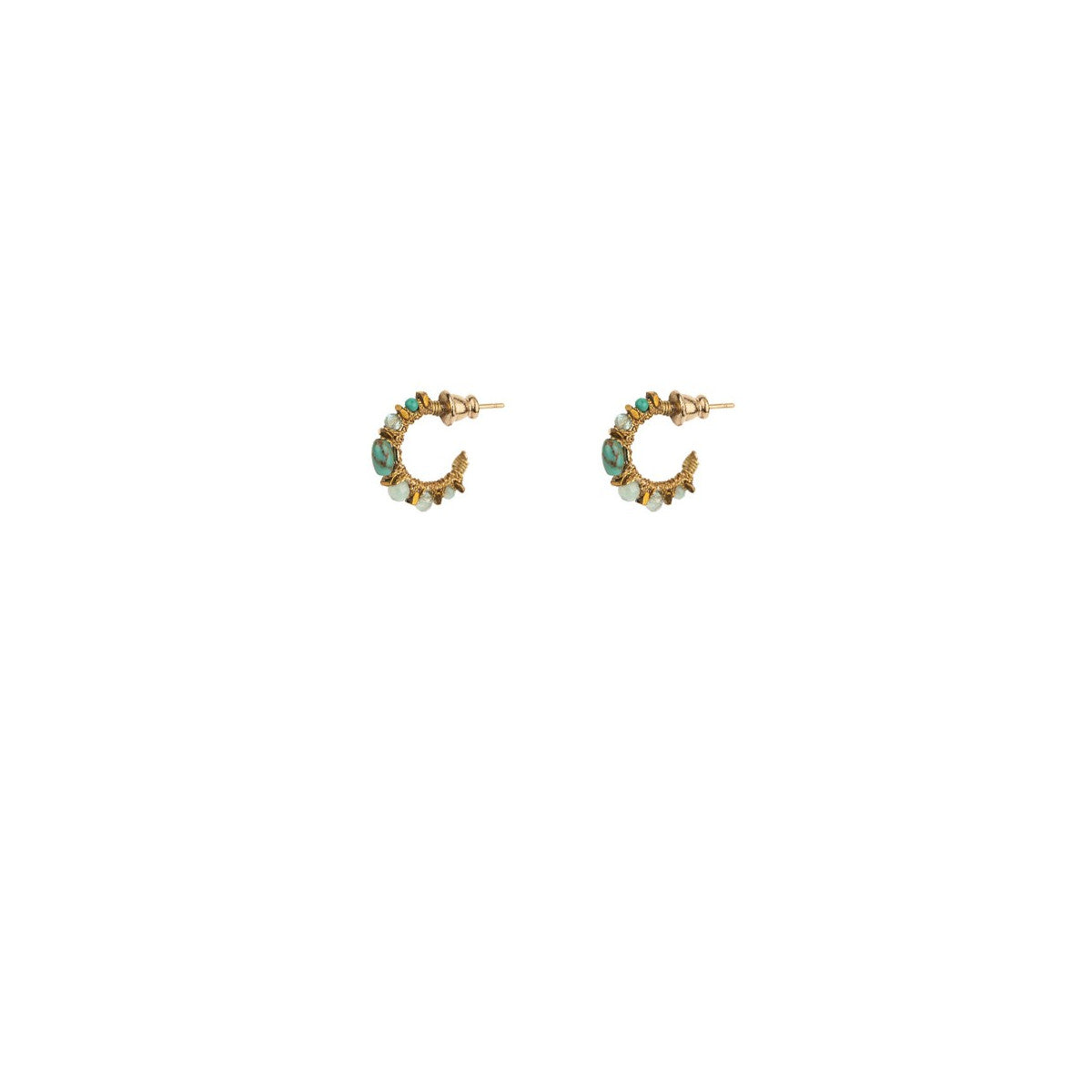Boucles d'oreilles mini créoles bohème amazonite Ø 1,5 cm Turquoise