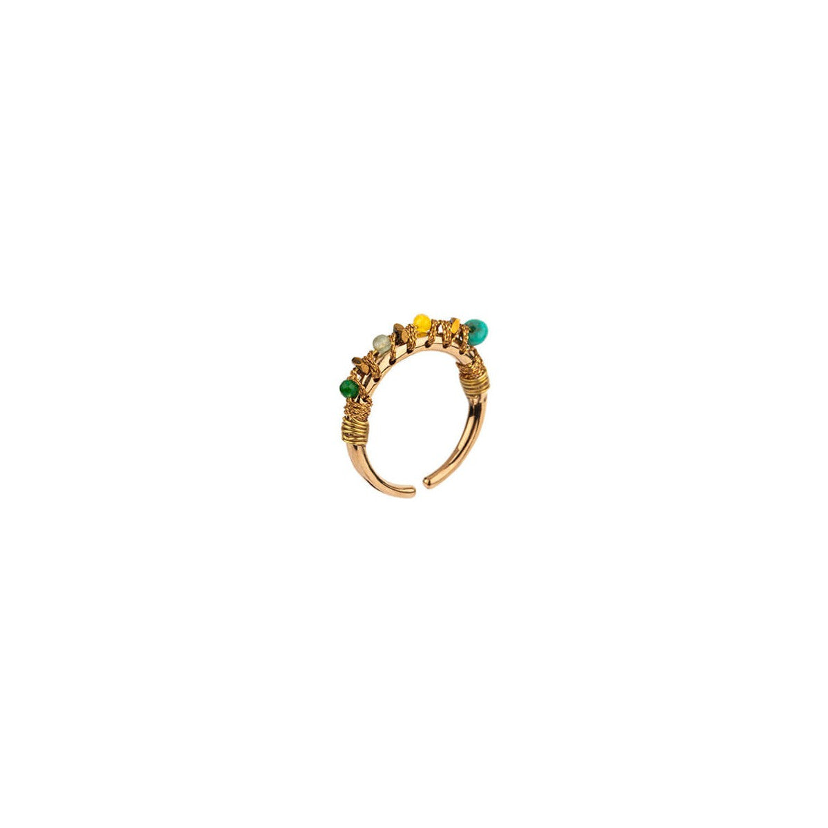 Bague bohème malachite et jade - Vert Vert