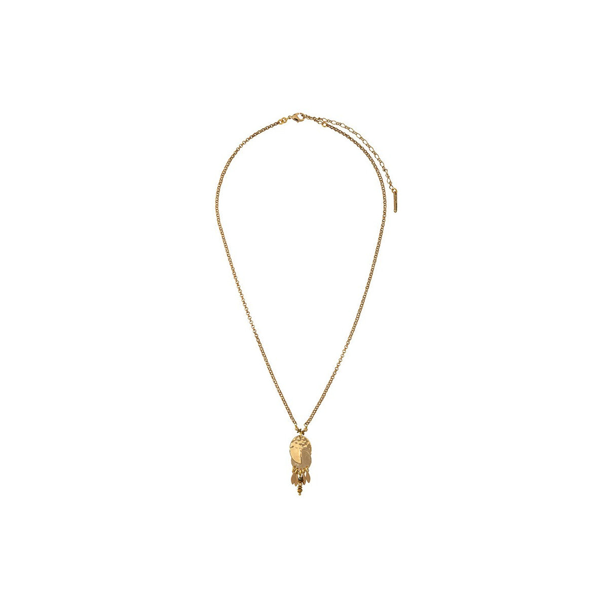 Collier pendentif raffiné métal et hématite - doré Or