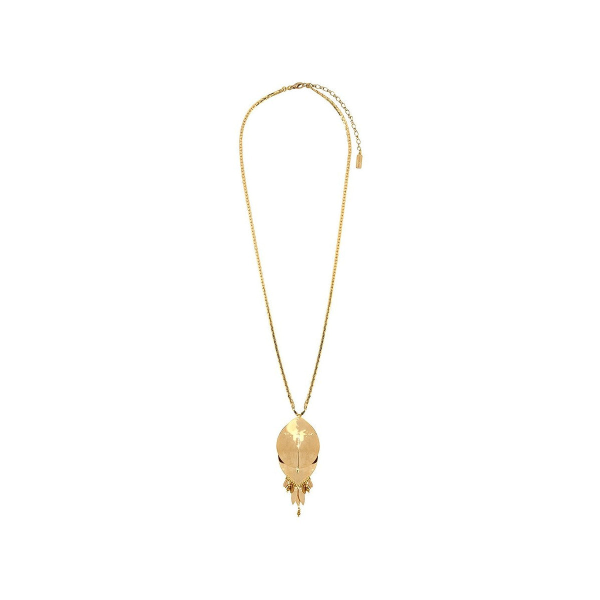 Collier sautoir tendance métal et pyrite - doré Or