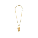 Collier sautoir tendance métal et pyrite - doré Or