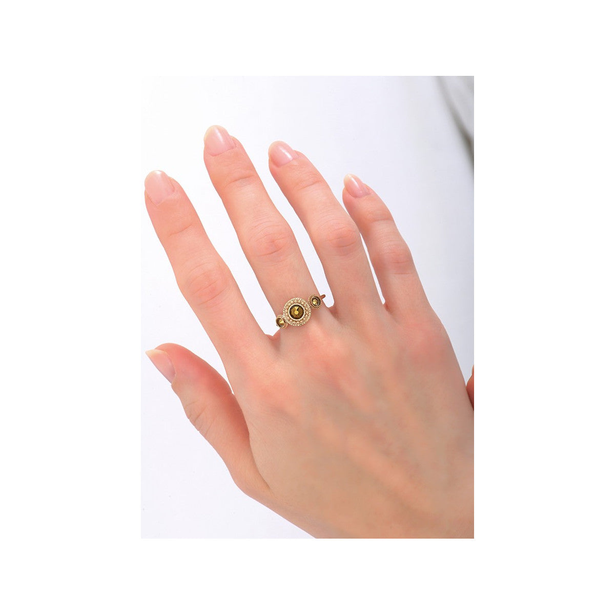Bague étincelante métal et cristaux - doré Or