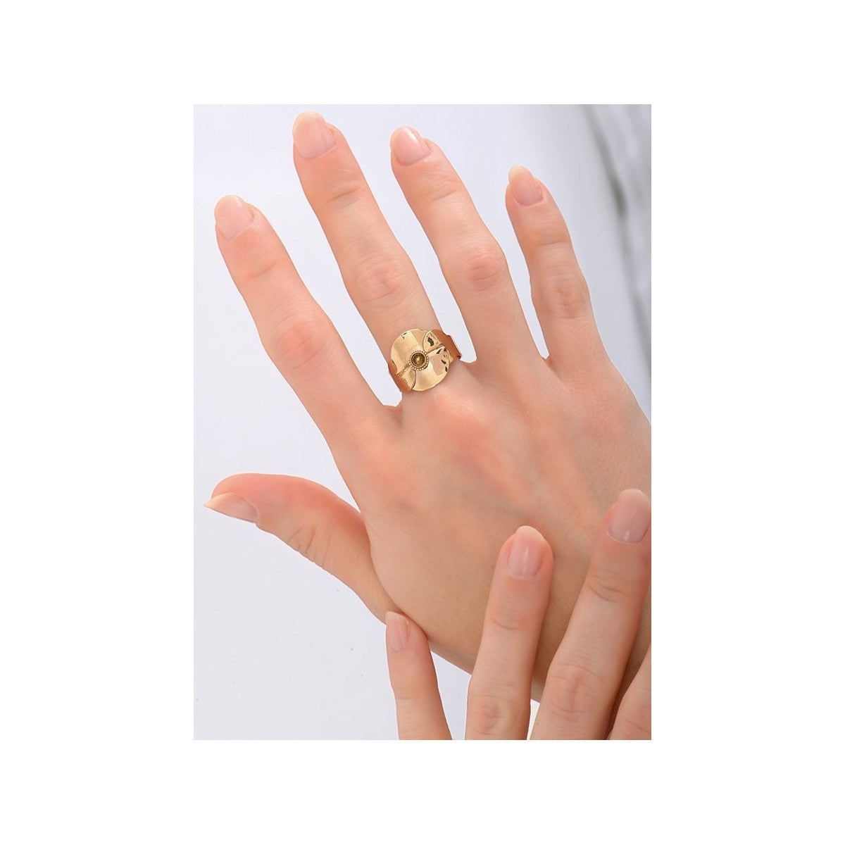 Bague tendance métal et cristal - doré Or