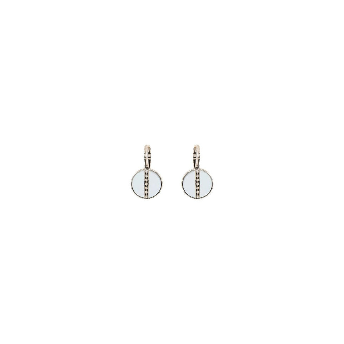 Boucles d'oreilles dormeuses nacre et métal - blanc Blanc argent