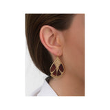 Boucles d'oreilles dormeuses nacre et métal - noir Noir or
