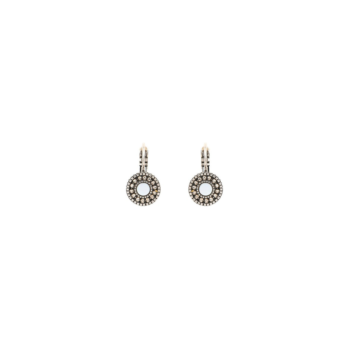 Boucles d'oreilles dormeuses métal et nacre - blanc Blanc argent