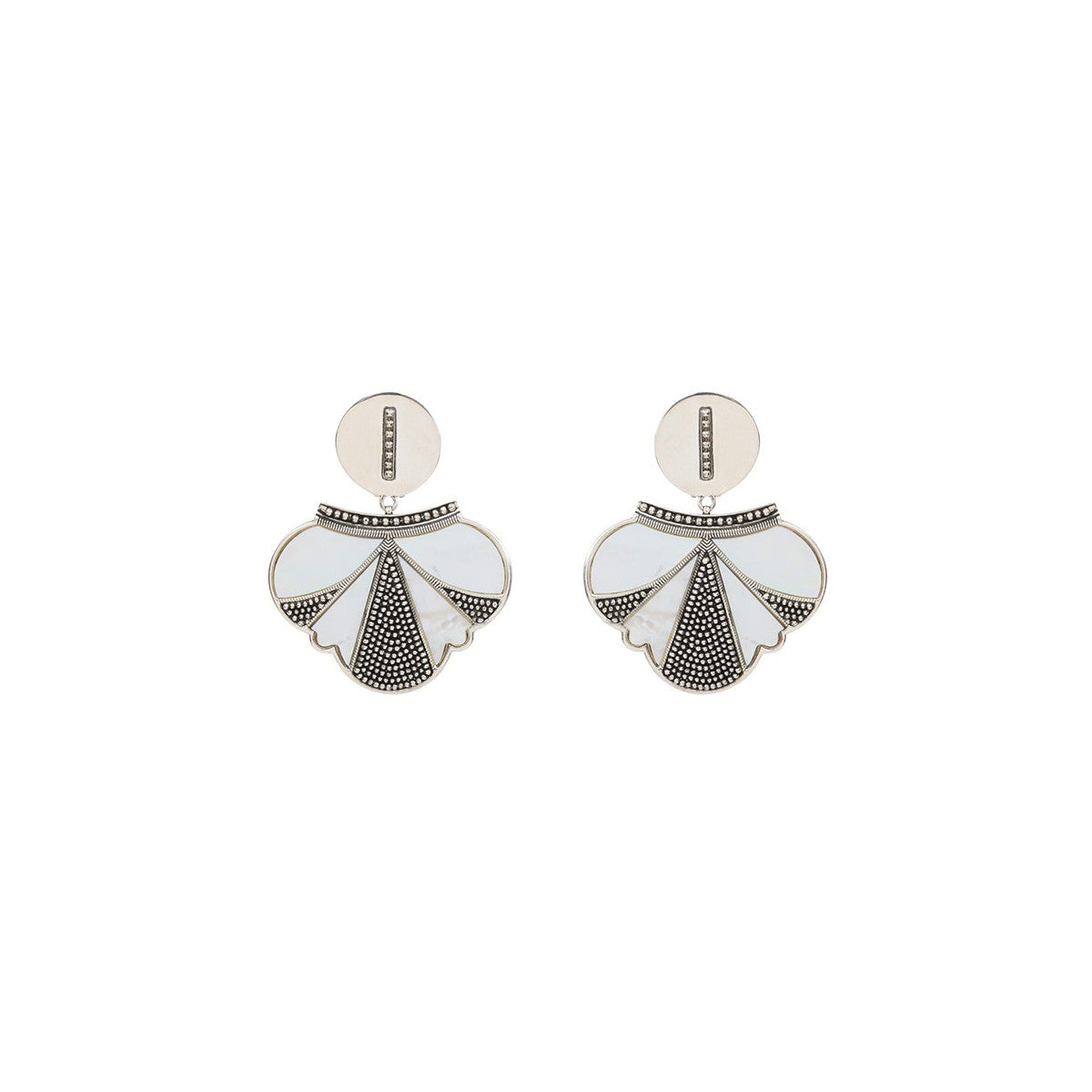Boucles d'oreilles clips métal et nacre - blanc Blanc argent