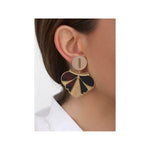 Boucles d'oreilles clips rock métal et nacre - noir Noir or