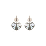 Boucles d'oreilles dormeuses fantaisie métal et nacre - blanc Blanc argent