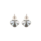 Boucles d'oreilles dormeuses fantaisie métal et nacre - blanc Blanc argent