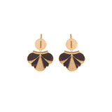 Boucles d'oreilles dormeuses rock métal et nacre - noir Noir or