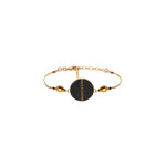 Bracelet souple nacre noire et œil de taureau - noir Noir or