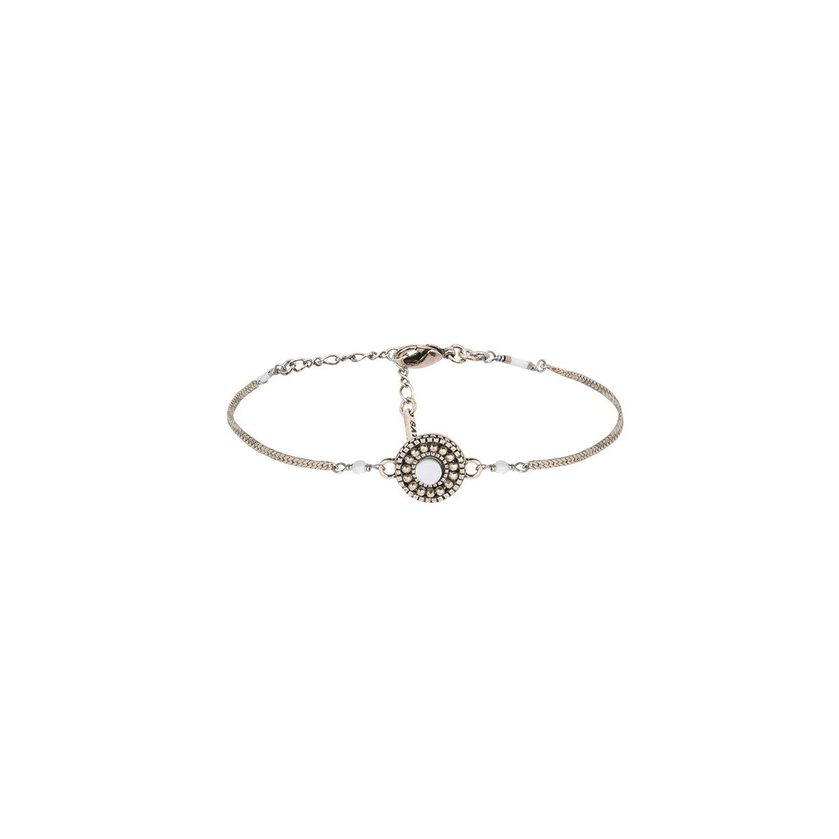 Bracelet souple fantaisie nacre et perles du Japon - blanc Blanc argent