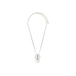 Collier pendentif féminin nacre et cristal de roche - blanc Blanc argent