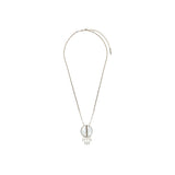 Collier pendentif féminin nacre et cristal de roche - blanc Blanc argent