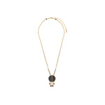 Collier pendentif mystérieux nacre et quartz - noir Noir or