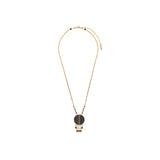 Collier pendentif mystérieux nacre et quartz - noir Noir or