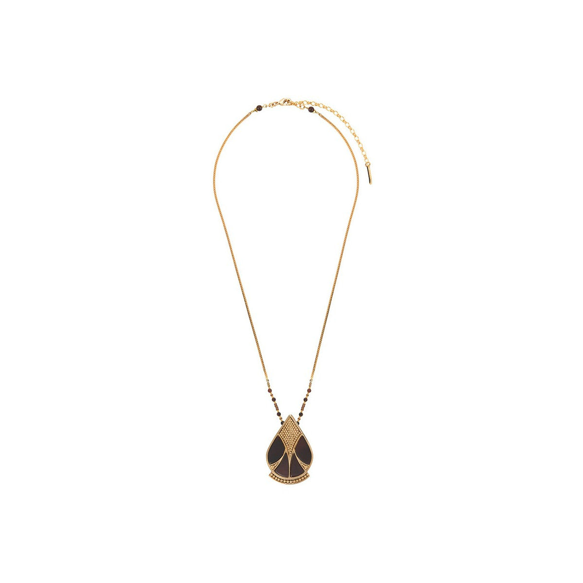 Collier pendentif élégant nacre et quartz - noir Noir or
