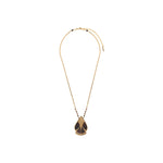 Collier pendentif élégant nacre et quartz - noir Noir or