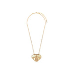 Collier pendentif glamour nacre et jade - jaune Jaune or