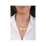 Collier pendentif glamour nacre et jade - jaune Jaune or