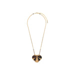 Collier pendentif rock nacre et quartz - noir Noir or