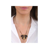 Collier pendentif rock nacre et quartz - noir Noir or