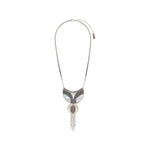 Collier plastron tendance nacre et cristal de roche - blanc Blanc argent