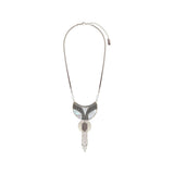 Collier plastron tendance nacre et cristal de roche - blanc Blanc argent