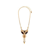Collier plastron moderne nacre et quartz - noir Noir or