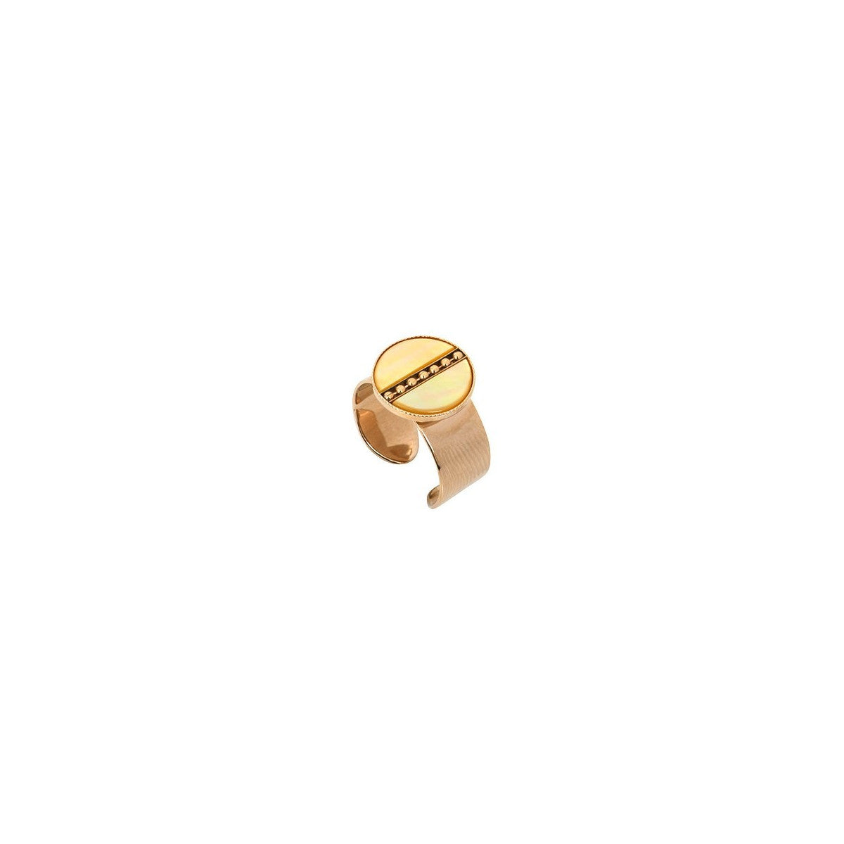 Bague solaire ajustable nacre et métal - jaune Jaune or