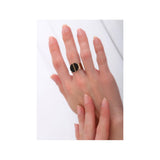 Bague intemporelle ajustable nacre et métal - noir Noir or