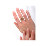 Bague ajustable ethnique chic nacre et métal - noir Noir or