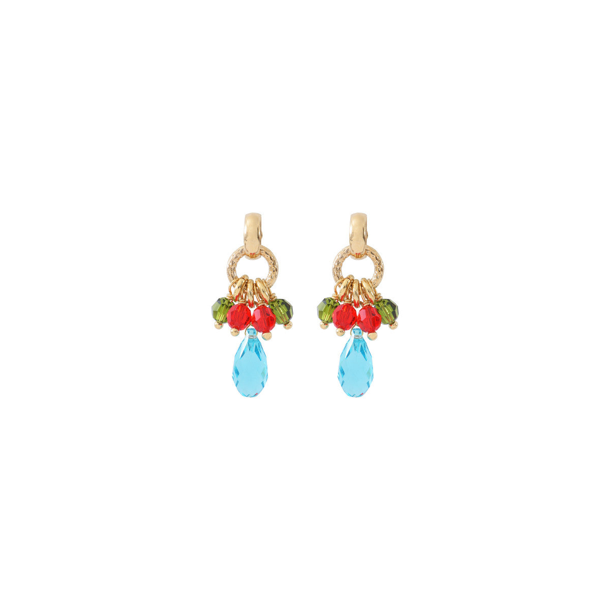 Boucles d'oreilles percées modernes perles cristal - multicolore Multi