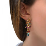 Boucles d'oreilles percées raffinées perles cristal - multicolore Multi